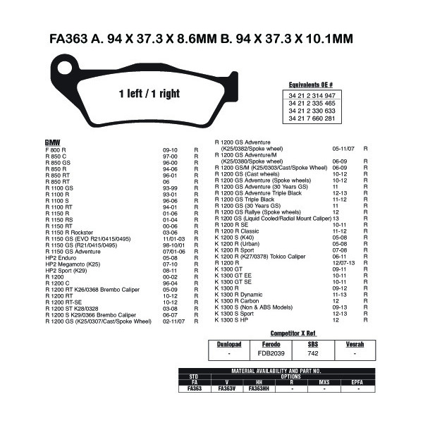 EBC EBC Brake Pads FA363